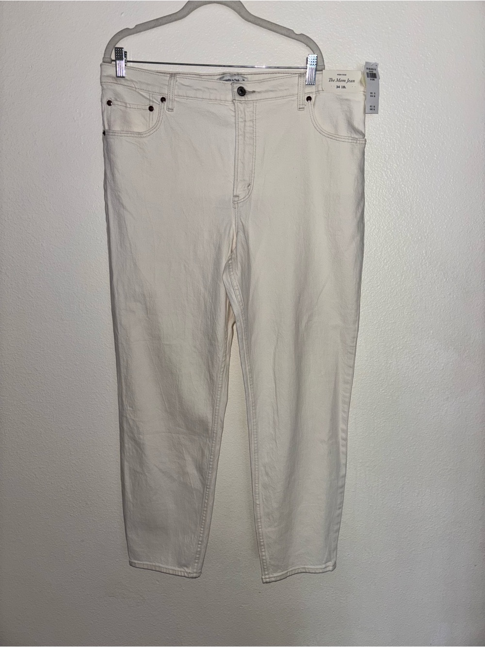Abercrombie & Fitch The Mom Jeans High Rise Womens 34/18L Wide Leg 5 Pocket NWT